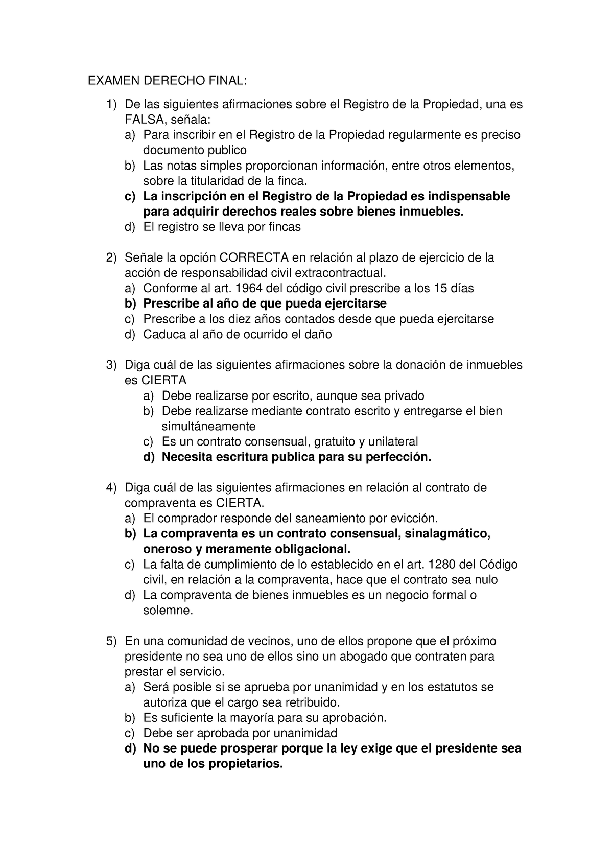 EXAMEN FINAL Introducción AL Derecho Privado - EXAMEN DERECHO FINAL: De ...