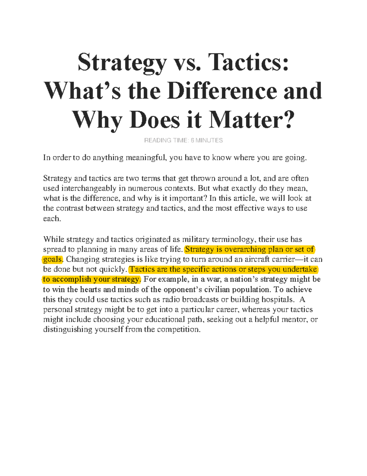 Strategy Vs Tactics - Comments - Strategy Vs. Tactics: What’s The ...