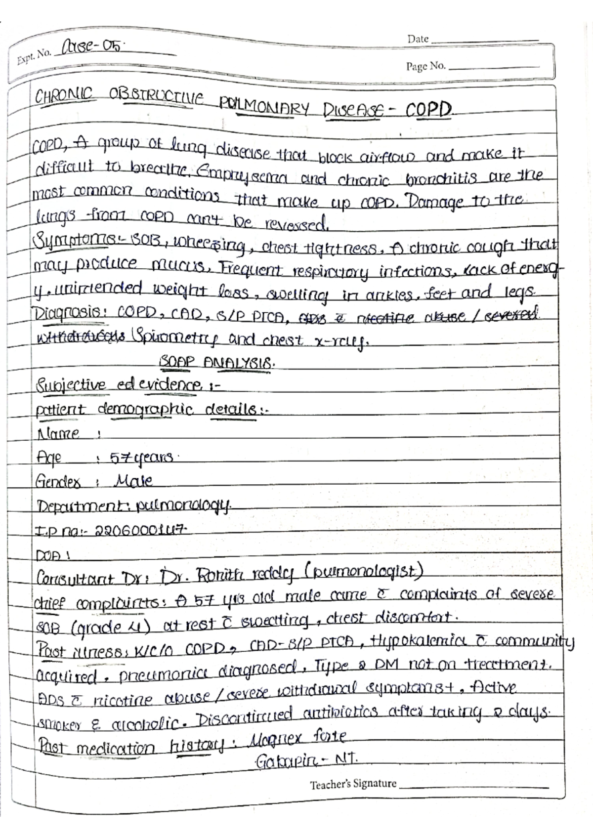 Copd - Copd - Date Expt. No. 05 Page No. CHRONIC OBSTRUCTIVE POLMONARY ...