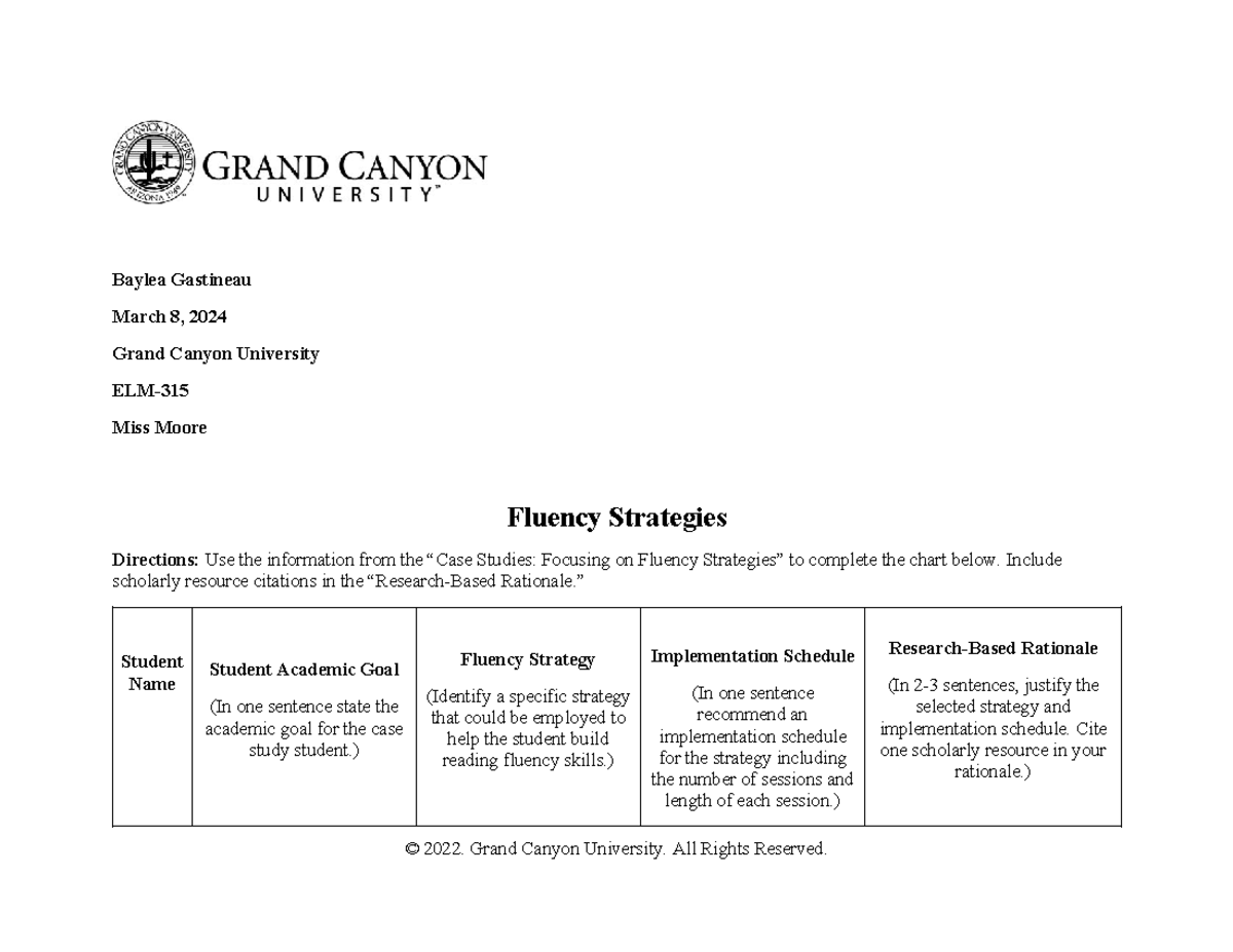 ELM-315 RS T4 ELM 315 Fluency Strategies - Baylea Gastineau March 8 ...