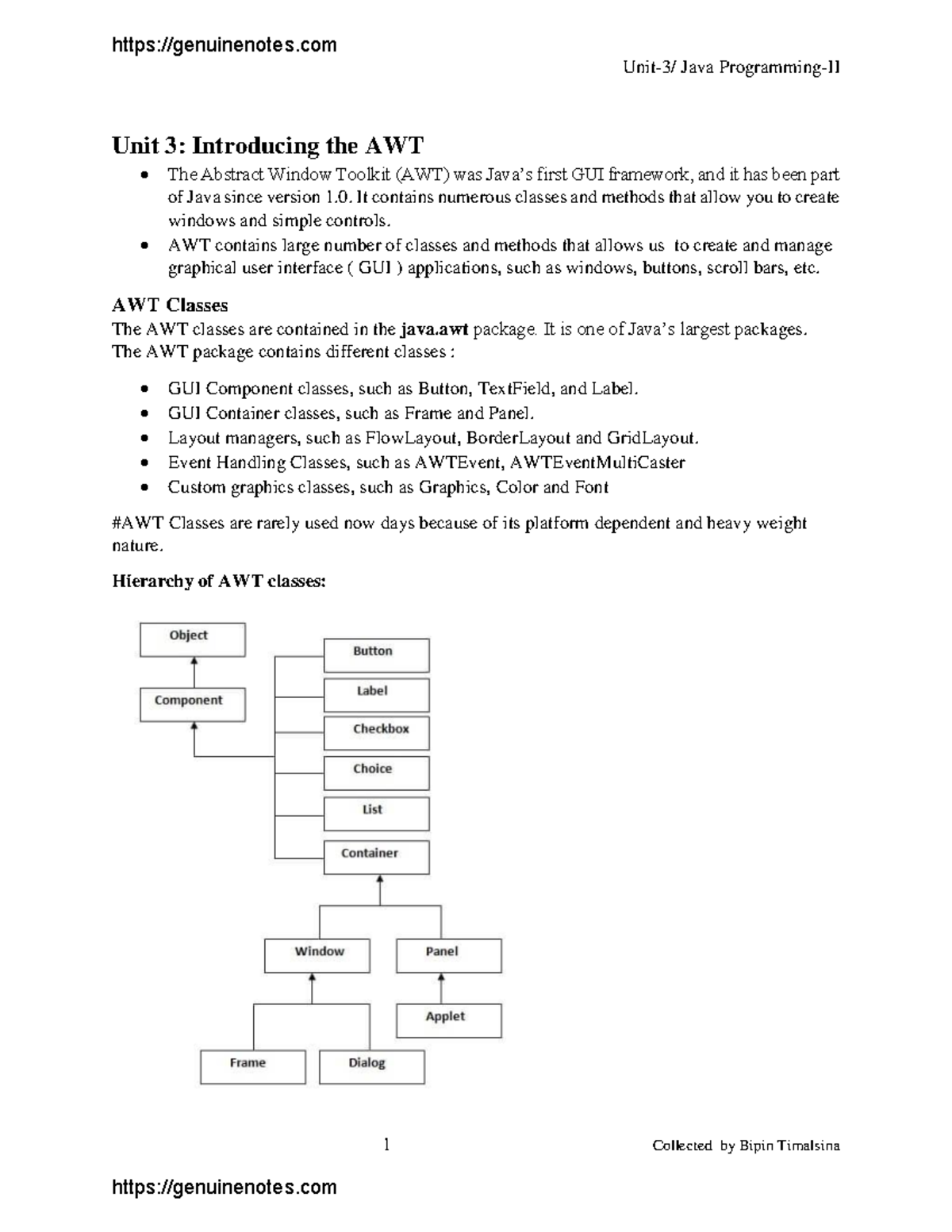 Unit-3a - JAVA lecture - Unit-3/ Java Programming-II 1 Collected by ...