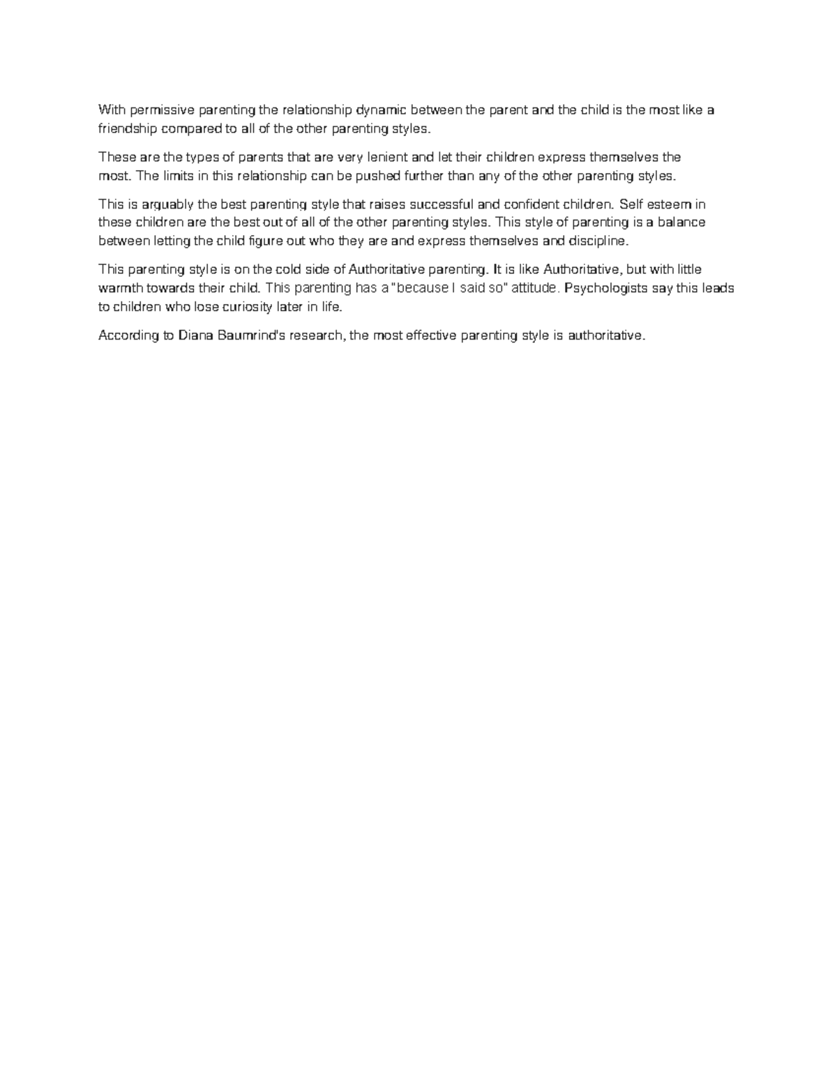 SHort writing 2 - Enlgish - With permissive parenting the relationship ...