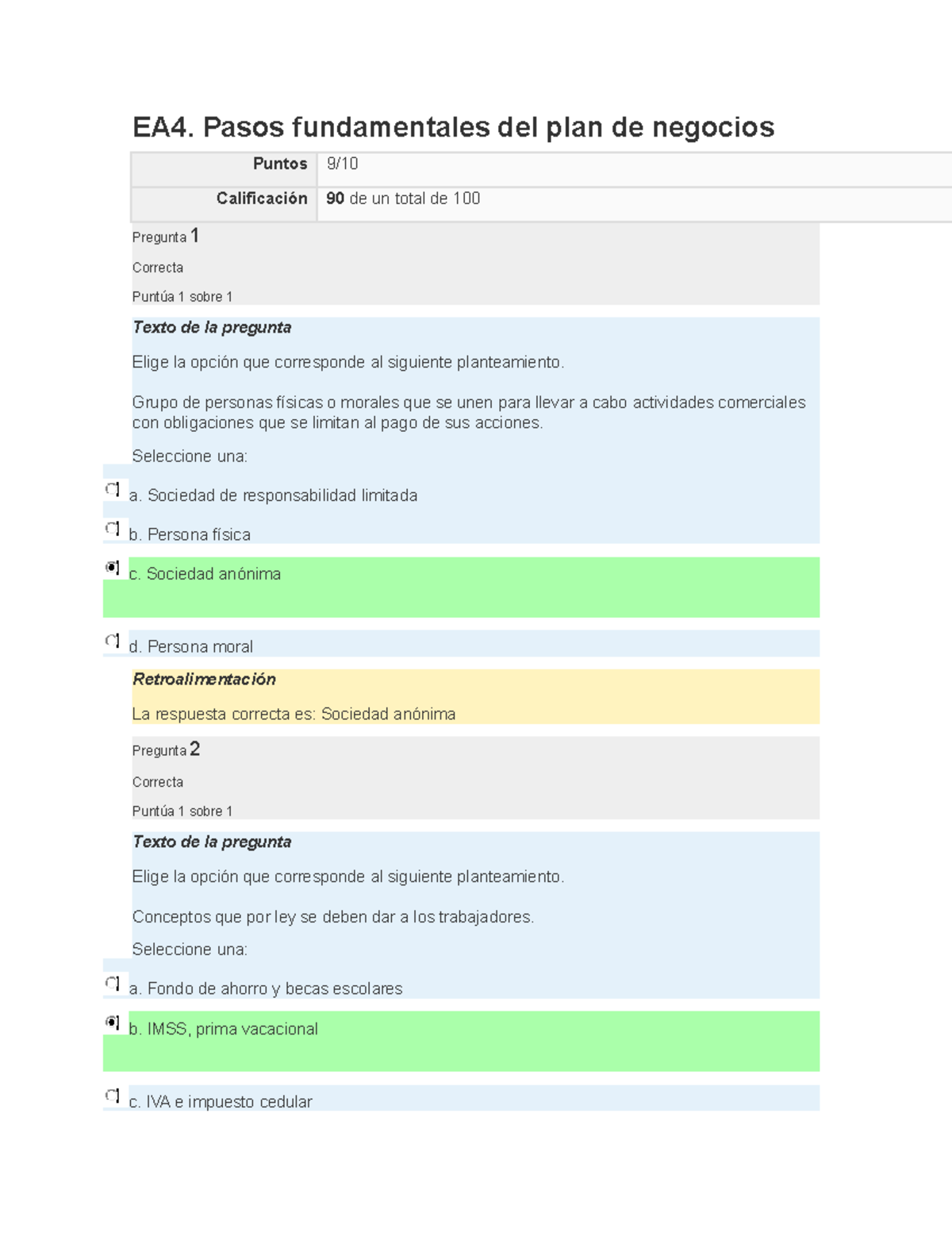 EA4. Examen Pasos Fundamentales Del Plan De Negocios - EA4. Pasos ...