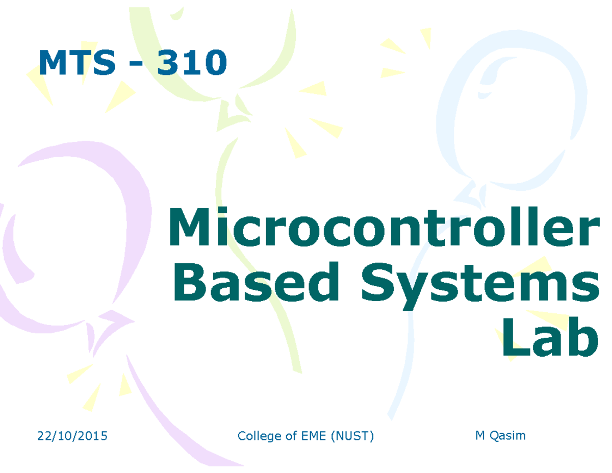 Pdfcoffee - MicrocontrollerMicrocontroller MTS - 310 ...