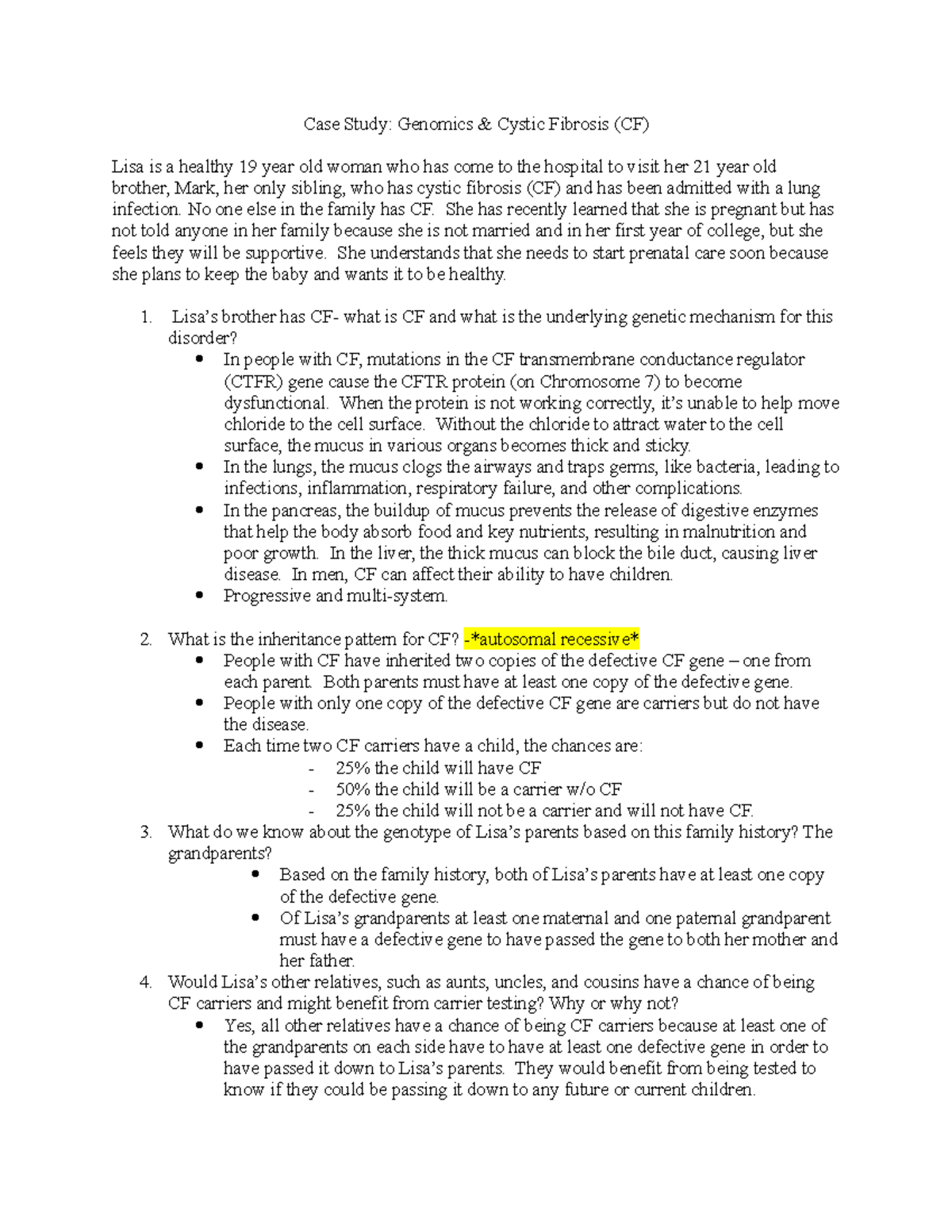 CF Case Study Case Study Genomics Cystic Fibrosis CF Lisa Is A cf-case-study-case-study-genomics-cystic-fibrosis-cf-lisa-is-a