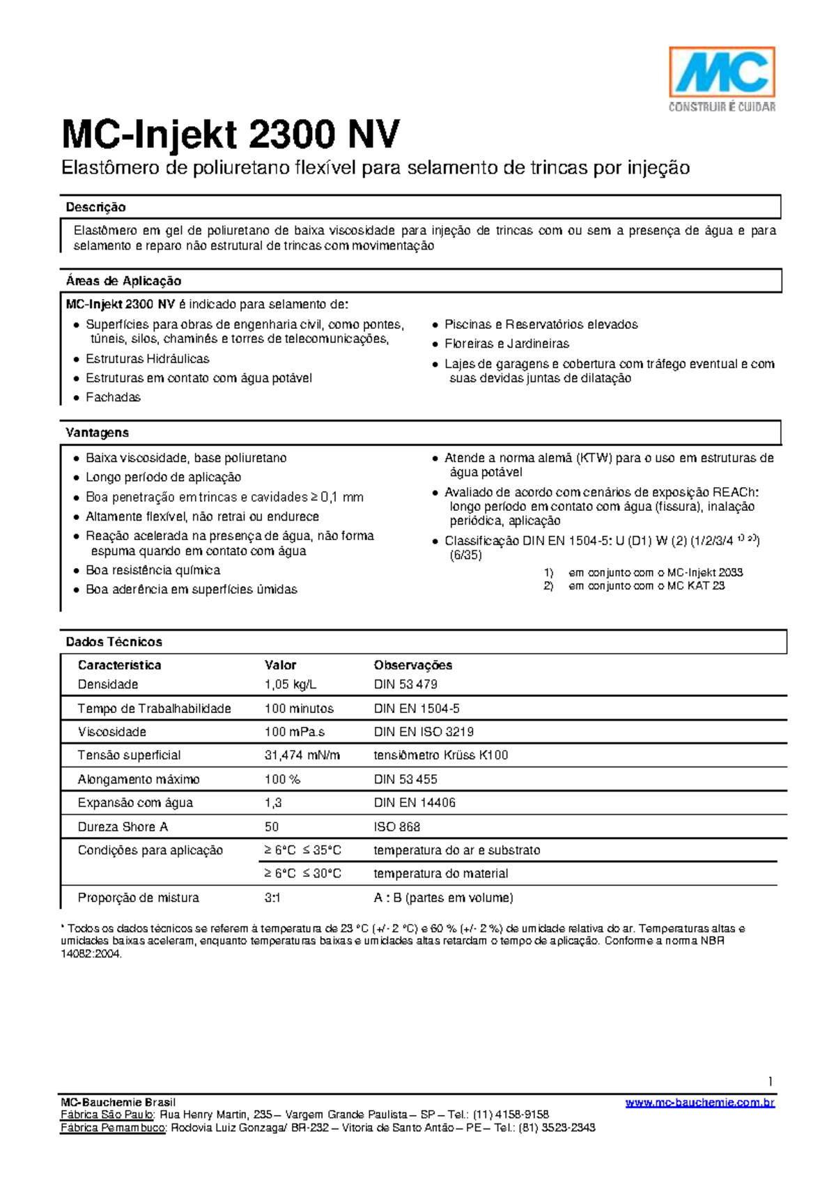 MC-Injekt 2300 NV - ALUNO - 1 MC-Bauchemie Brasil mc-bauchemie.com ...