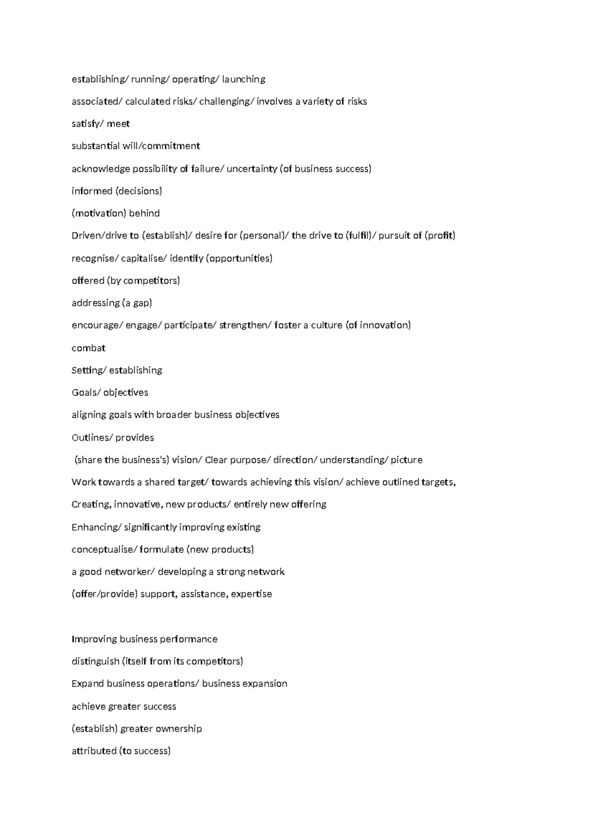 Business vocabulary - terms to achieve sophisticated responses ...