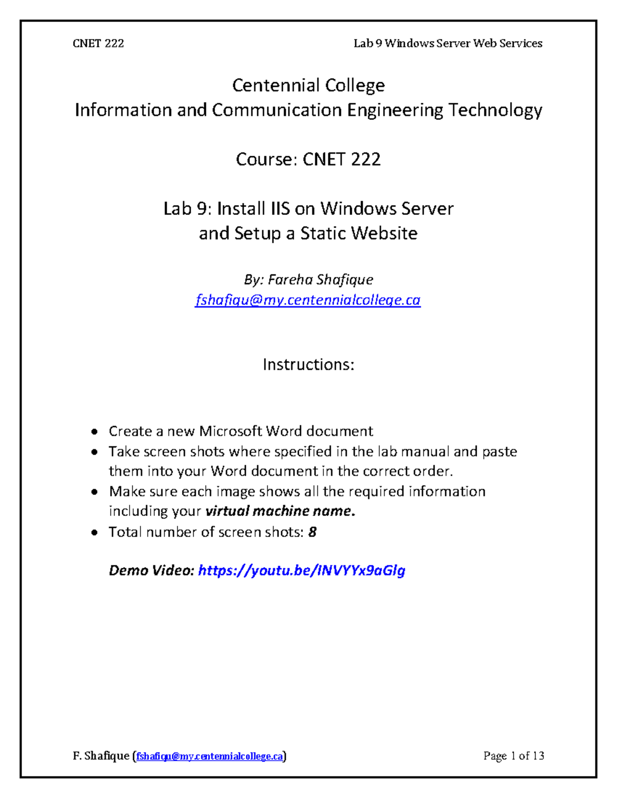 Lab09 - Windows Web Services - Centennial College Information And ...