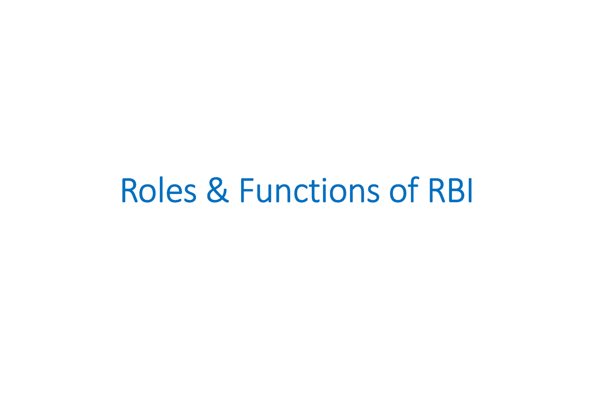 Roles & Functions Of RBI - Warning: TT: Undefined Function: 32 Roles ...