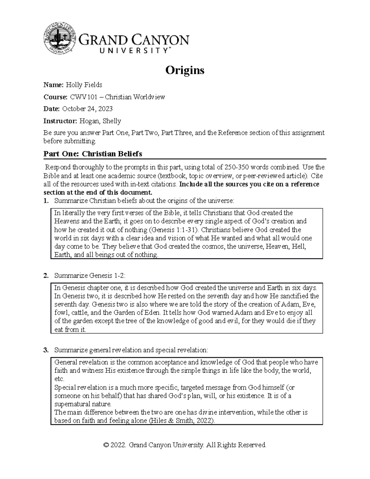 Fields - CWV101 - Origins - Origins Name: Holly Fields Course: CWV101 ...