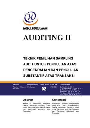 Modul 2. Teknik Pemilihan Sampling Audit Untuk Pengujian Atas ...