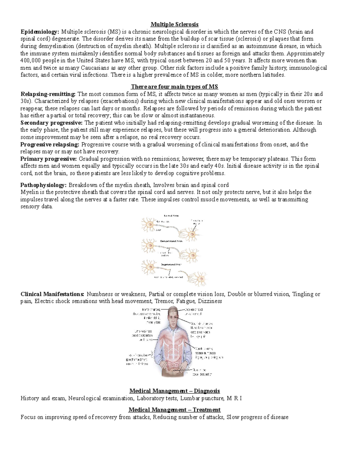 Multiple Sclerosis - The disorder derives its name from the buildup of ...