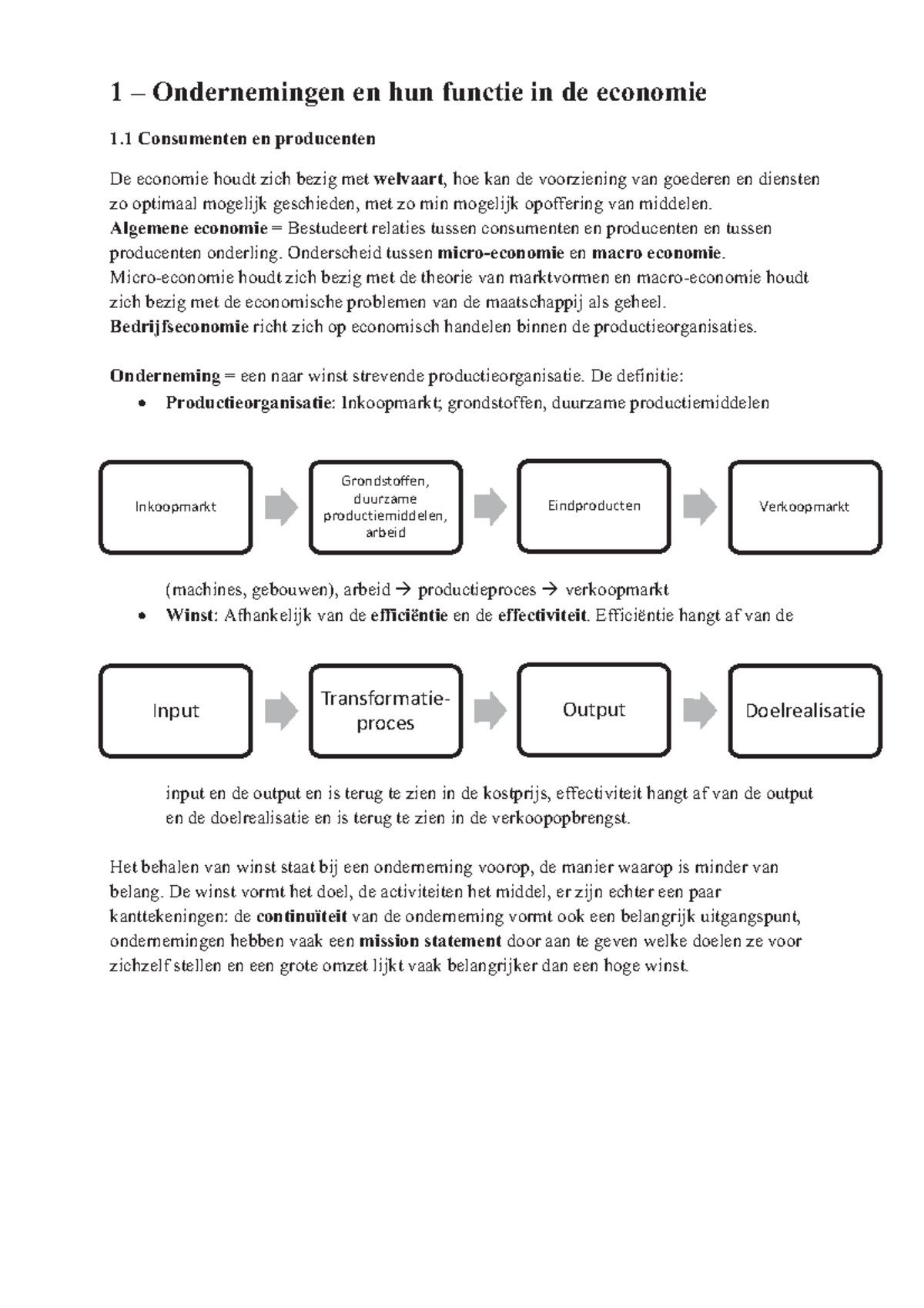 Samenvatting Bedrijfseconomie: Boek "Basisboek Bedrijfseconomie", P. De ...