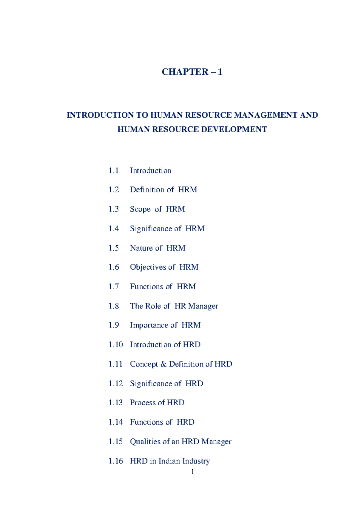 human resource development assignment 1