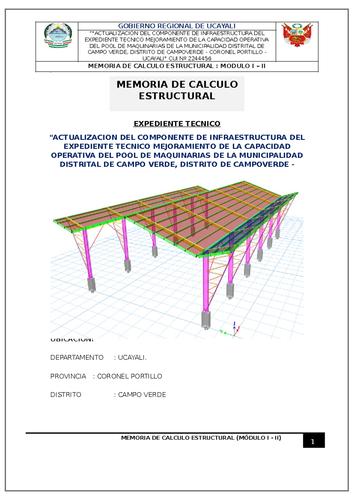 1.0 M.C.E. Modulo I Y II - Modulo I Y II - MEMORIA DE CALCULO ...