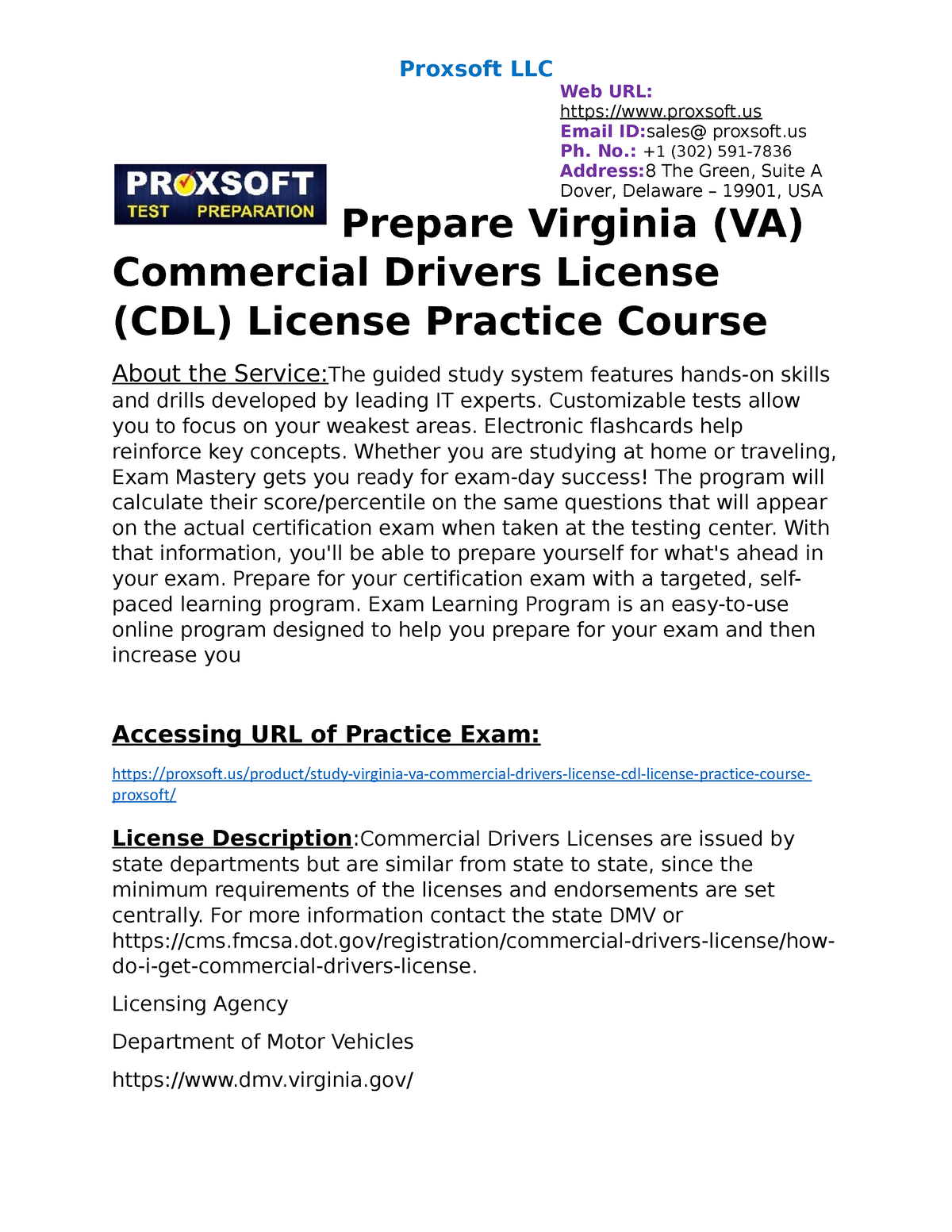 Prepare Virginia (VA) Commercial Drivers License (CDL) License Practice