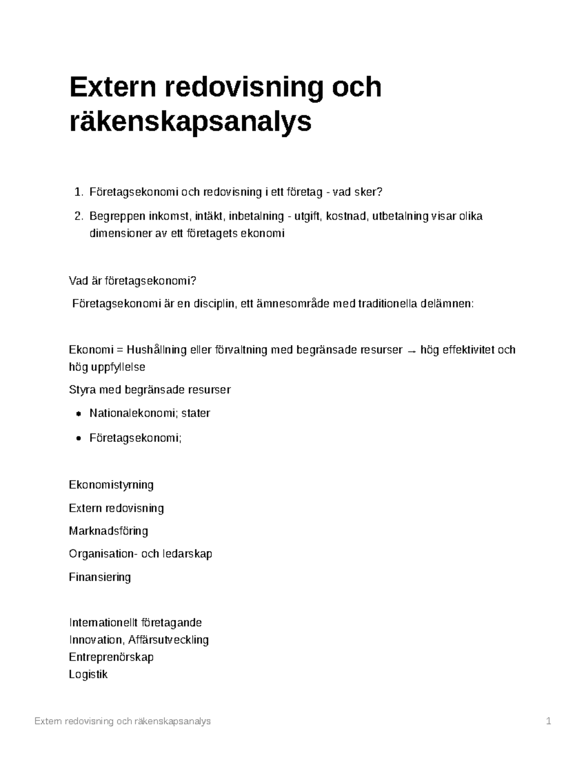 Extern Redovisning Och Räkenskapsanalys - Extern Redovisning Och ...