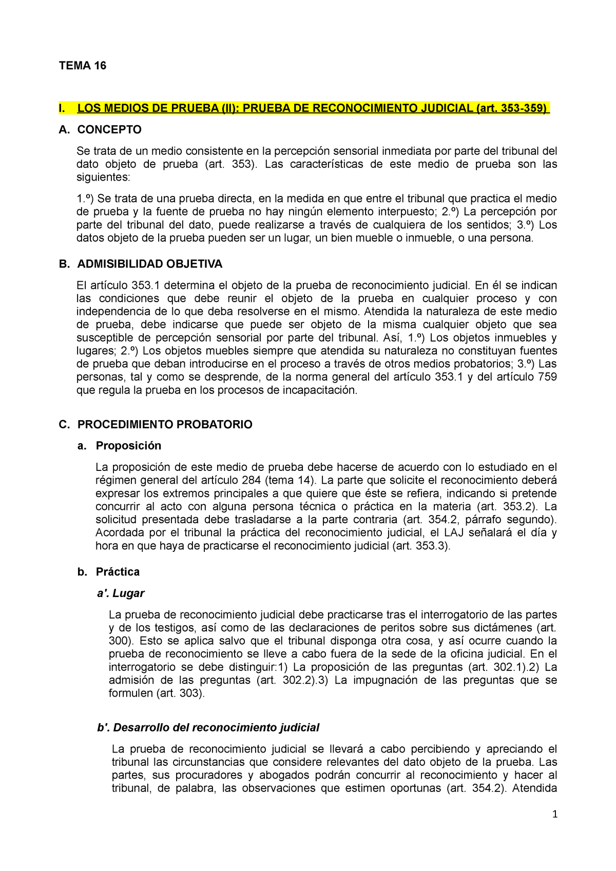 Tema 16 Los Medios De Prueba Ii Prueba De Reconocimiento Judicial Prueba Testifical Prueba 3290