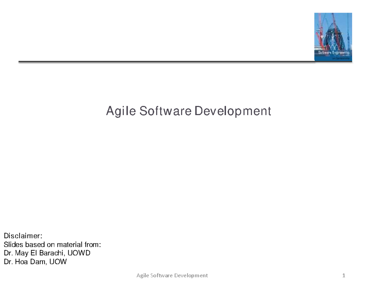 Agile software development - Agile Software Development Disclaimer ...