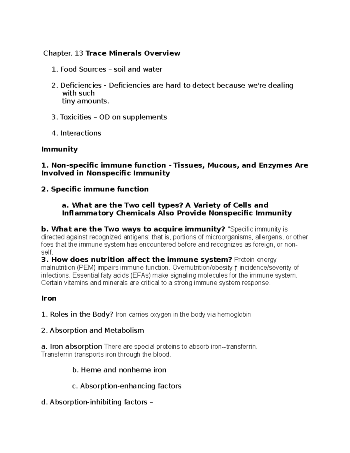 Chapter 13 Outline Finished Chapter. 13 Trace Minerals Overview 1