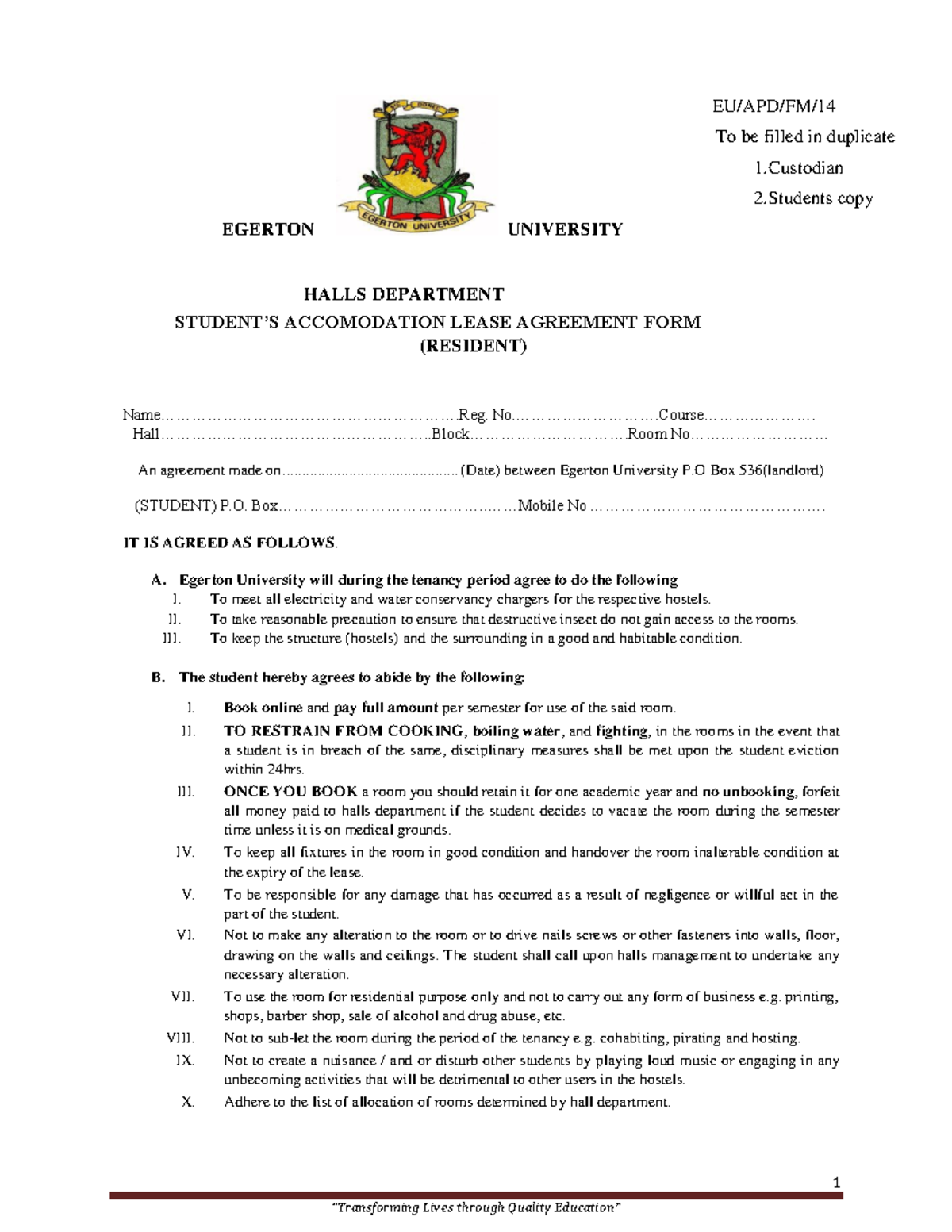 Halls-Agreement-Form - 1 “Transforming Lives through Quality Education ...