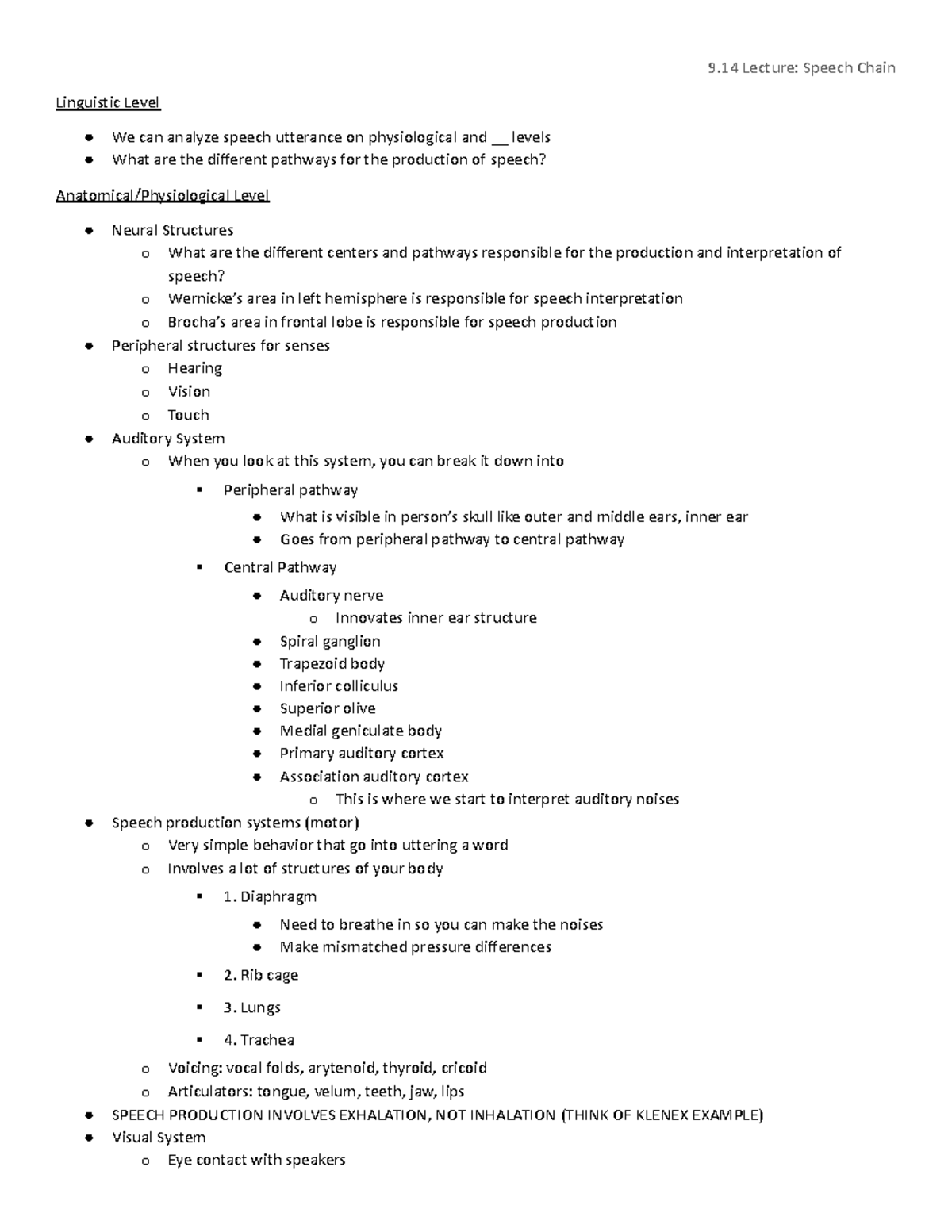 9.14 Lecture: Speech Chain - 9 Lecture: Speech Chain Linguistic Level ...
