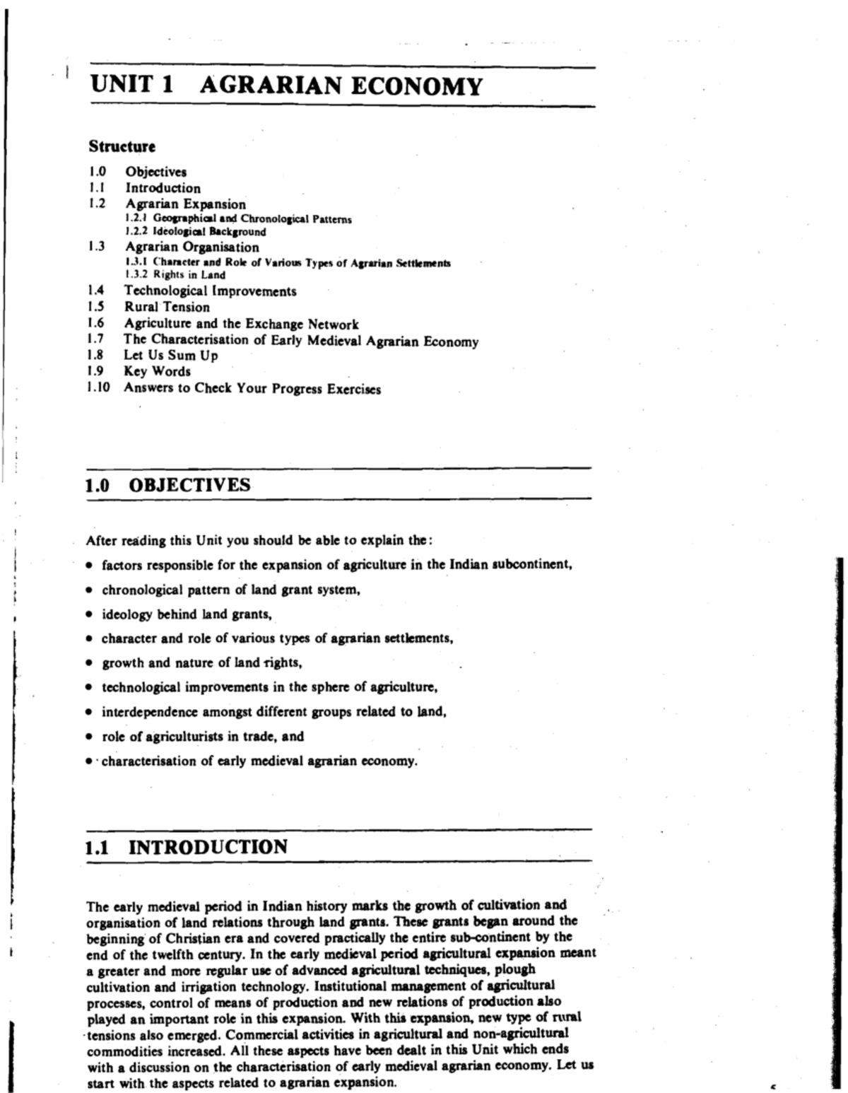 Agraian Economy - BRIEF - UNIT 1 AGRARIAN ECONOMY Structure 1 ...