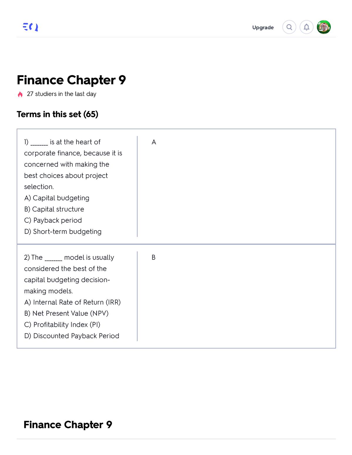 Finance Chapter 9 Flashcards Quizlet - Upgrade Finance Chapter 9 27 ...