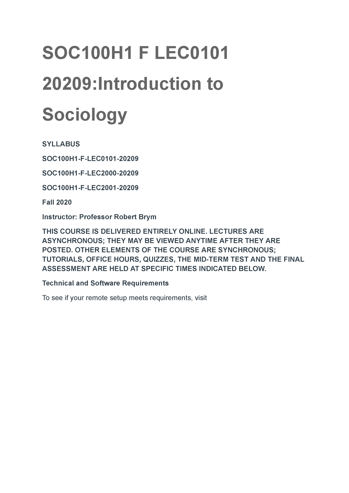 Course Outline Of SOC100 - SOC100H1 F LEC 20209:Introduction To ...