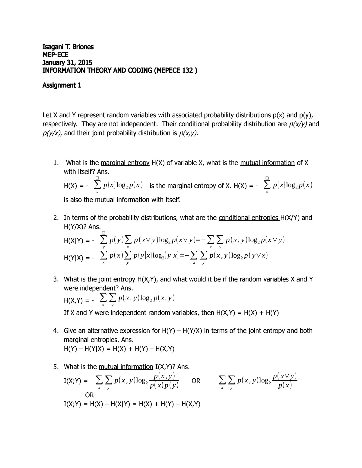 Isagani Briones Information Theory Assign 1 Studocu