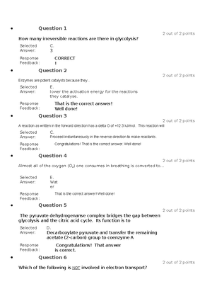 Pre Lab Quiz 2 - Advanced Medical Biochemistry Pre Lab Quiz 2 ...