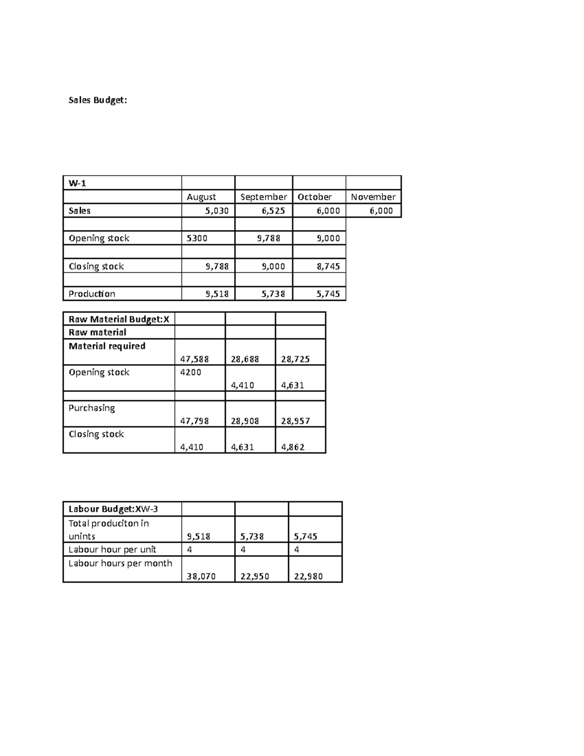 Functional budget Assessment Work (Accounting) Sales Budget Raw
