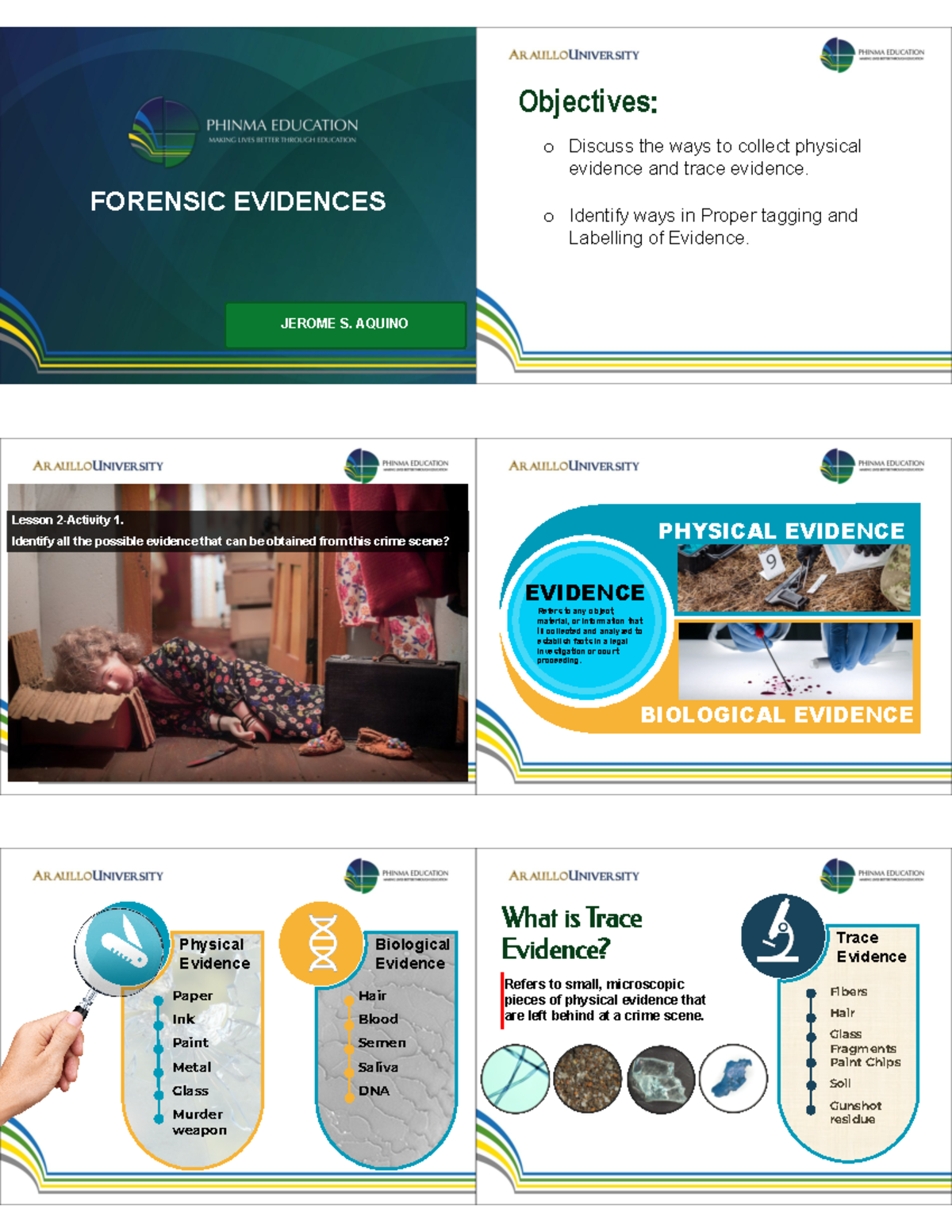 Lesson 2 Evidences pps - additional notes - FORENSIC EVIDENCES JEROME S ...