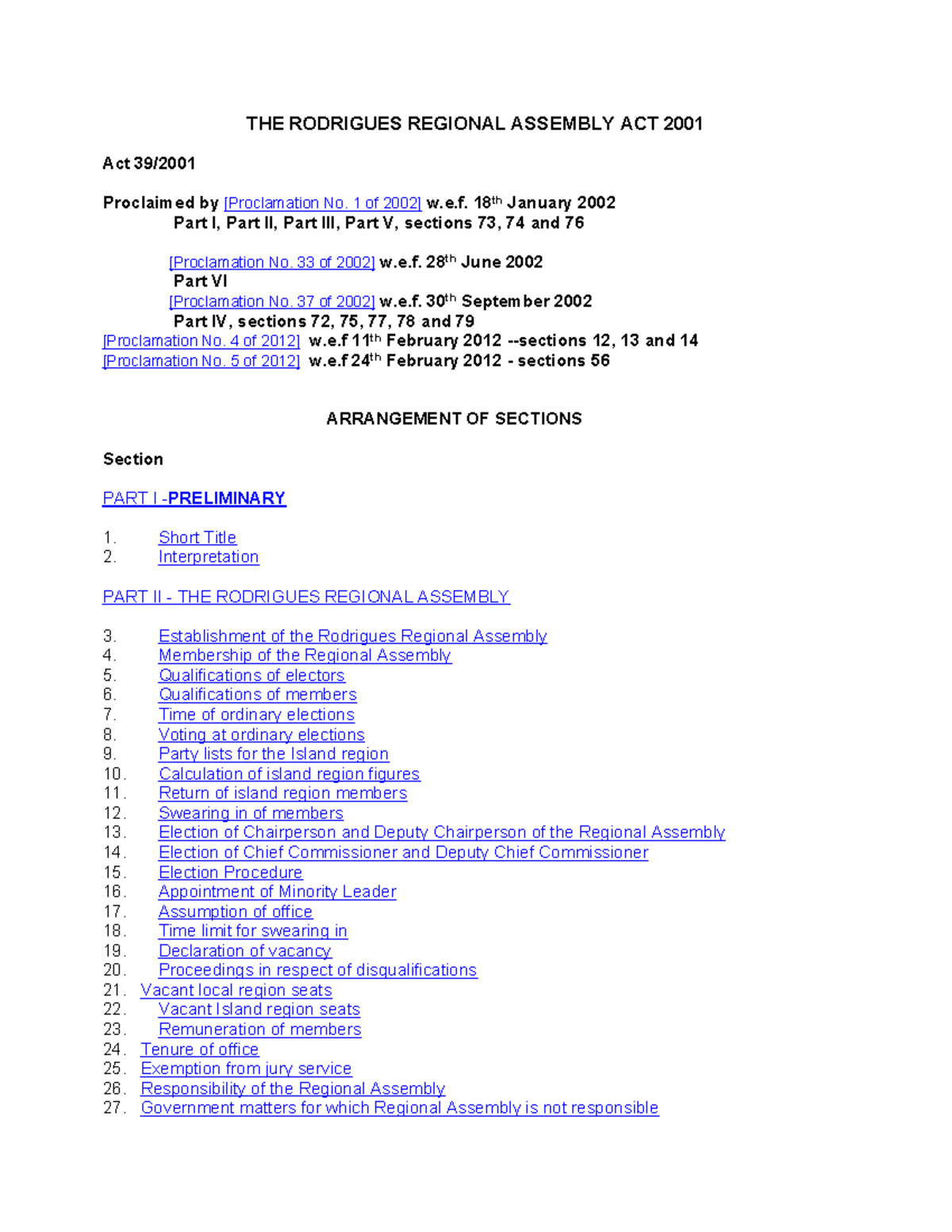 RRA Act 39 2001 - read - THE RODRIGUES REGIONAL ASSEMBLY ACT 2001 Act ...