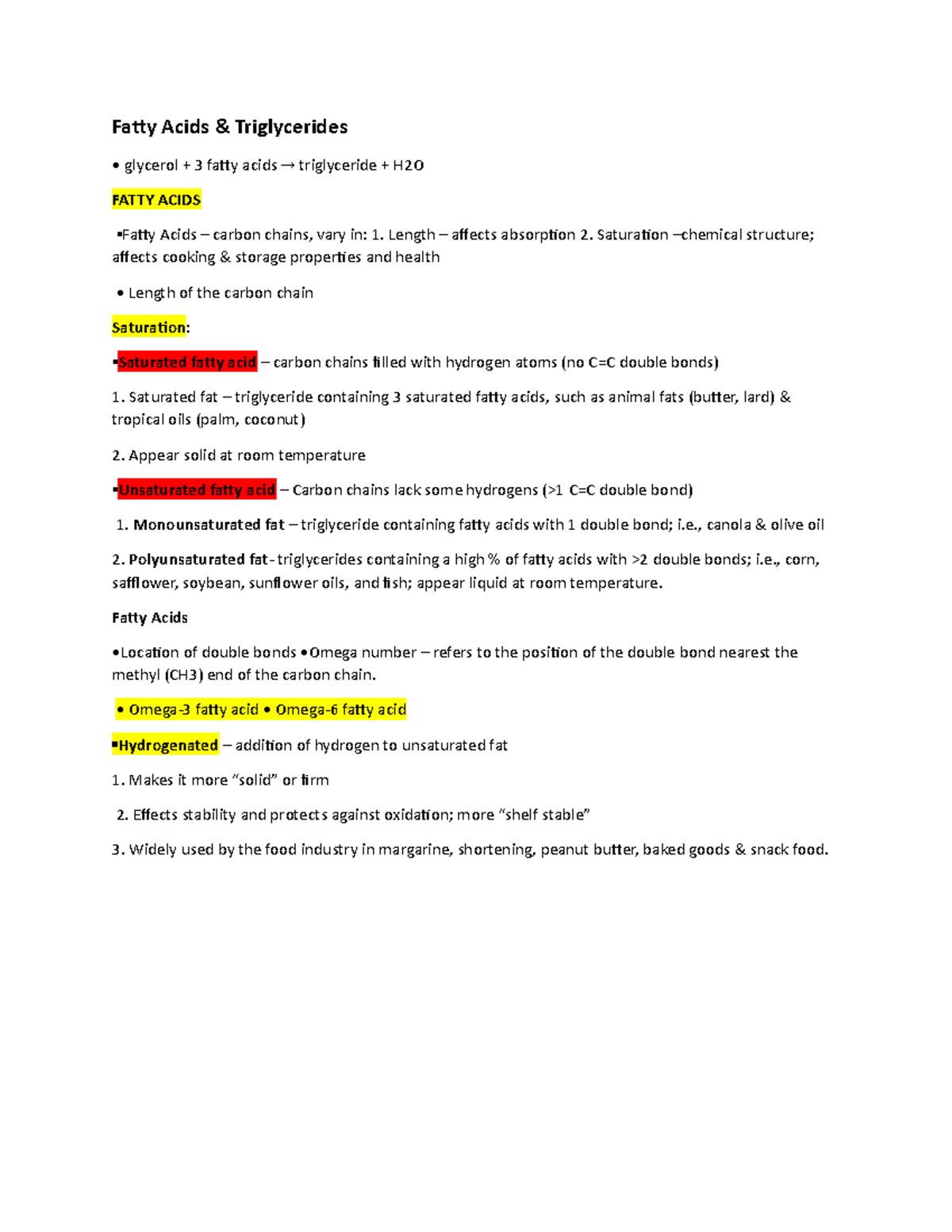 Fatty-Acids - Lecture Notes Fatty-Acids Reviewer Food Science ...