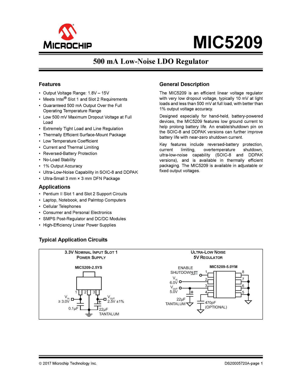 Datasheet MIC5209-3 Aaaaa - 2017 Microchip Technology Inc. DS20005720A ...