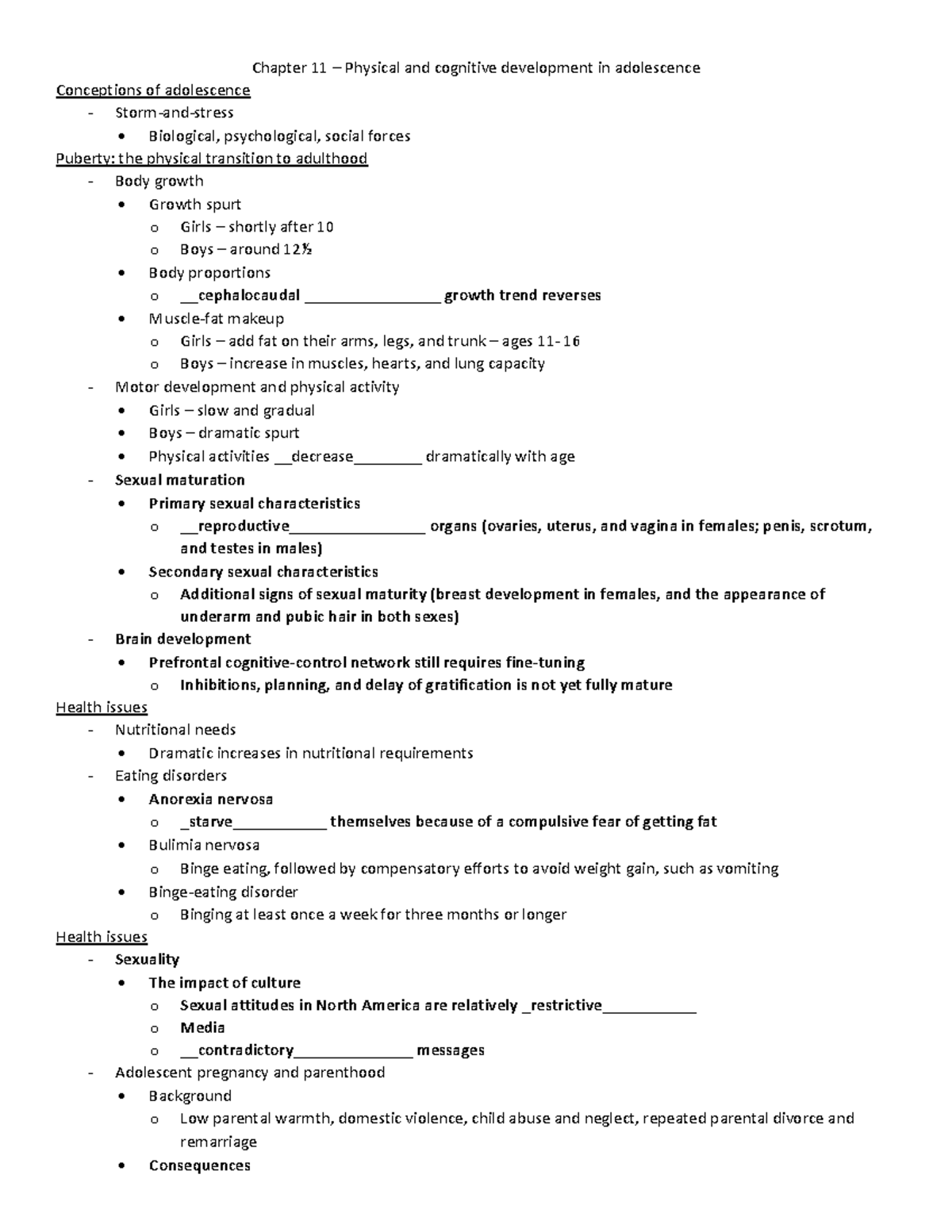 Exam 3 Review - Concepts that are important for Exam 3 of Lifespan ...