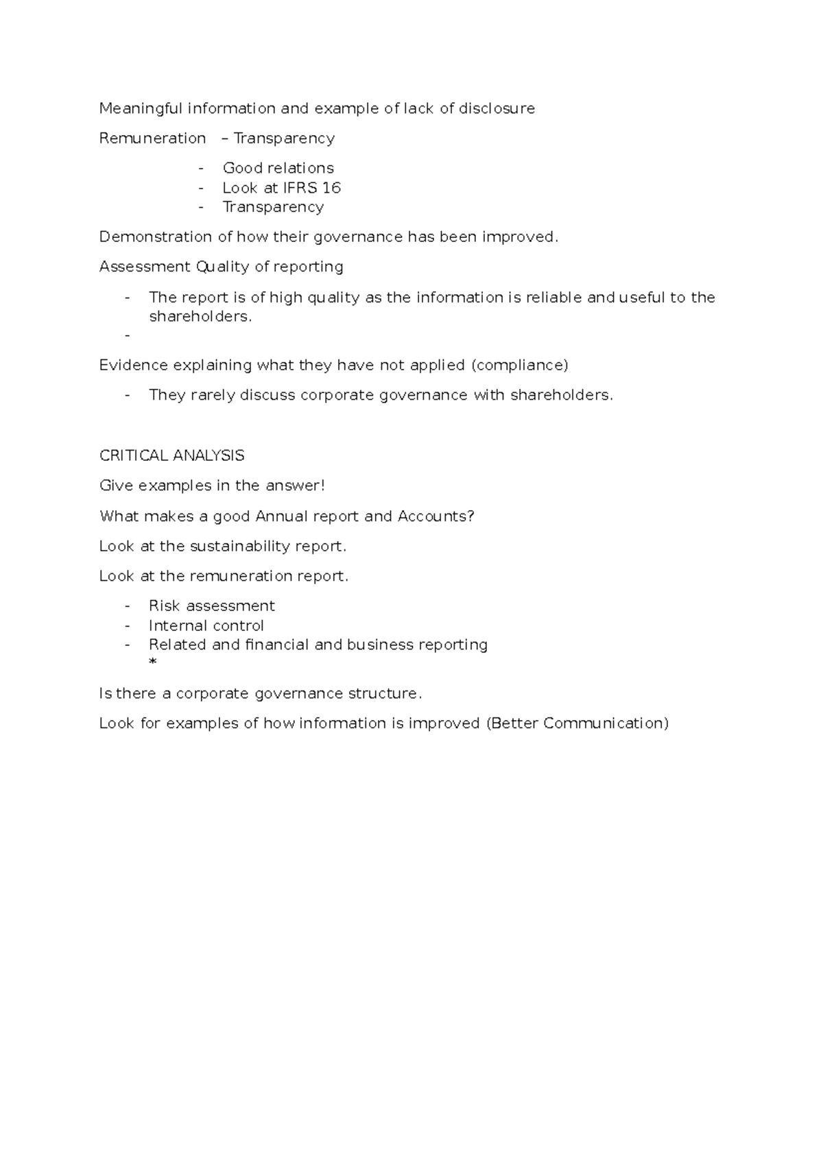 Short Notes for CR - Meaningful information and example of lack of ...