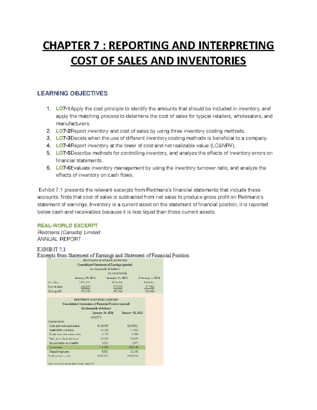 COMM 217 Chapter 7 - Lecture Notes 1 - CHAPTER 7 : REPORTING AND ...