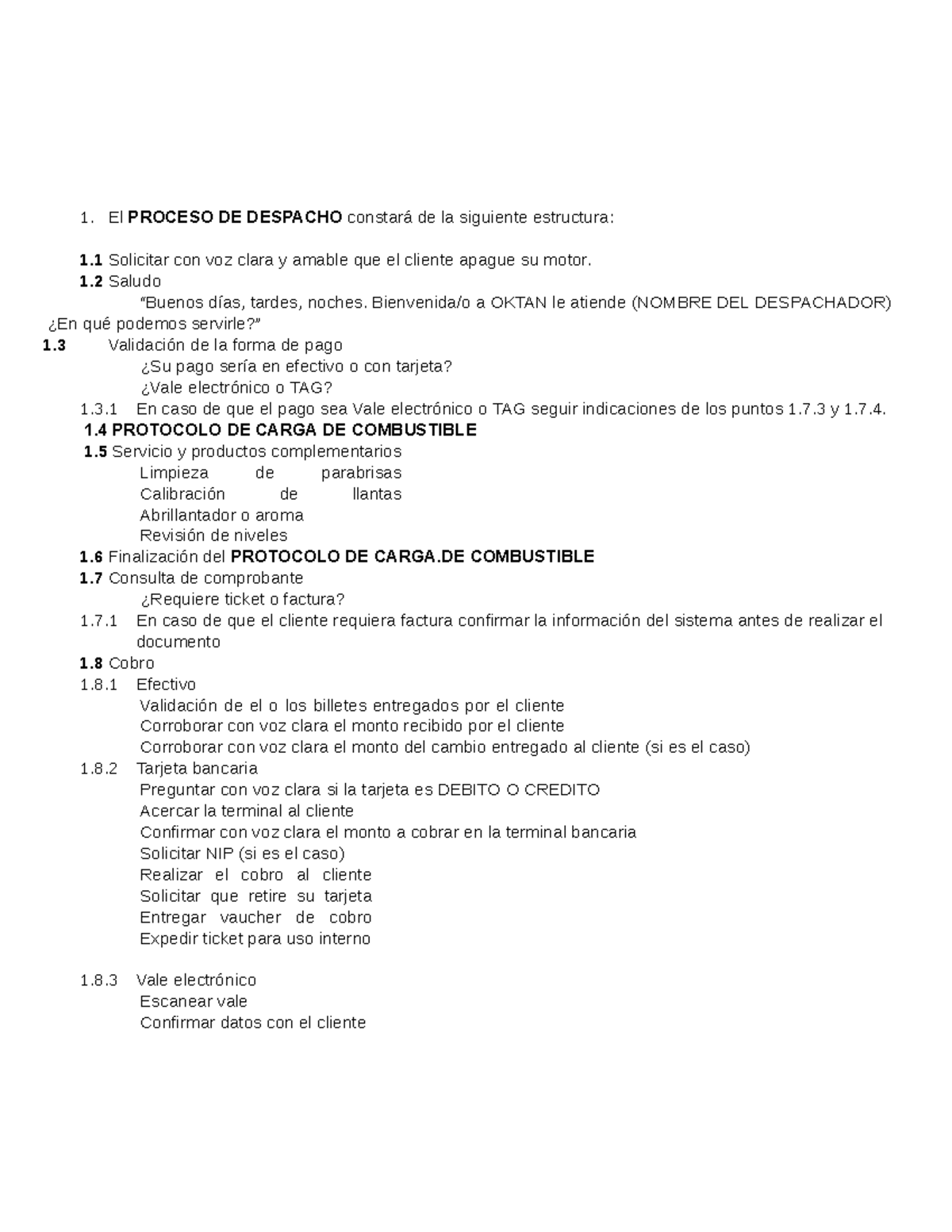 El Proceso DE Despacho - El PROCESO DE DESPACHO constará de la ...