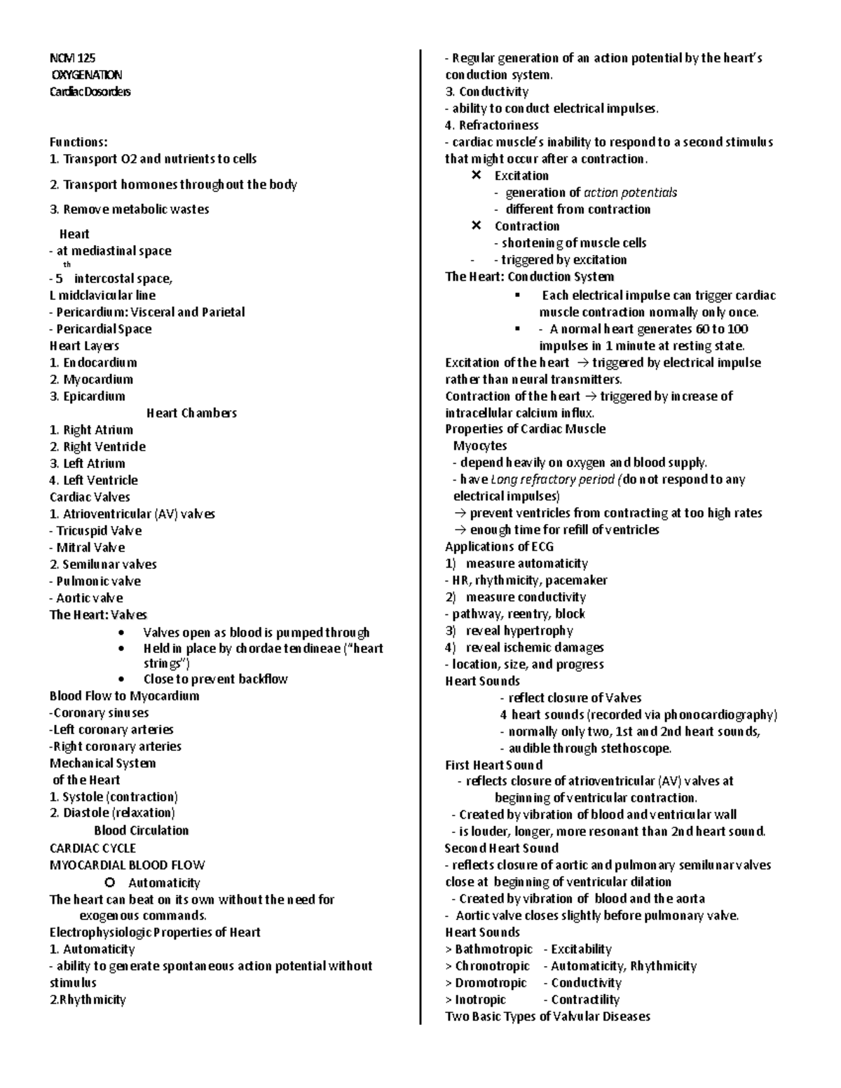 Cardio Notes PDF - Oncology is the study of cancer, a complex disease ...