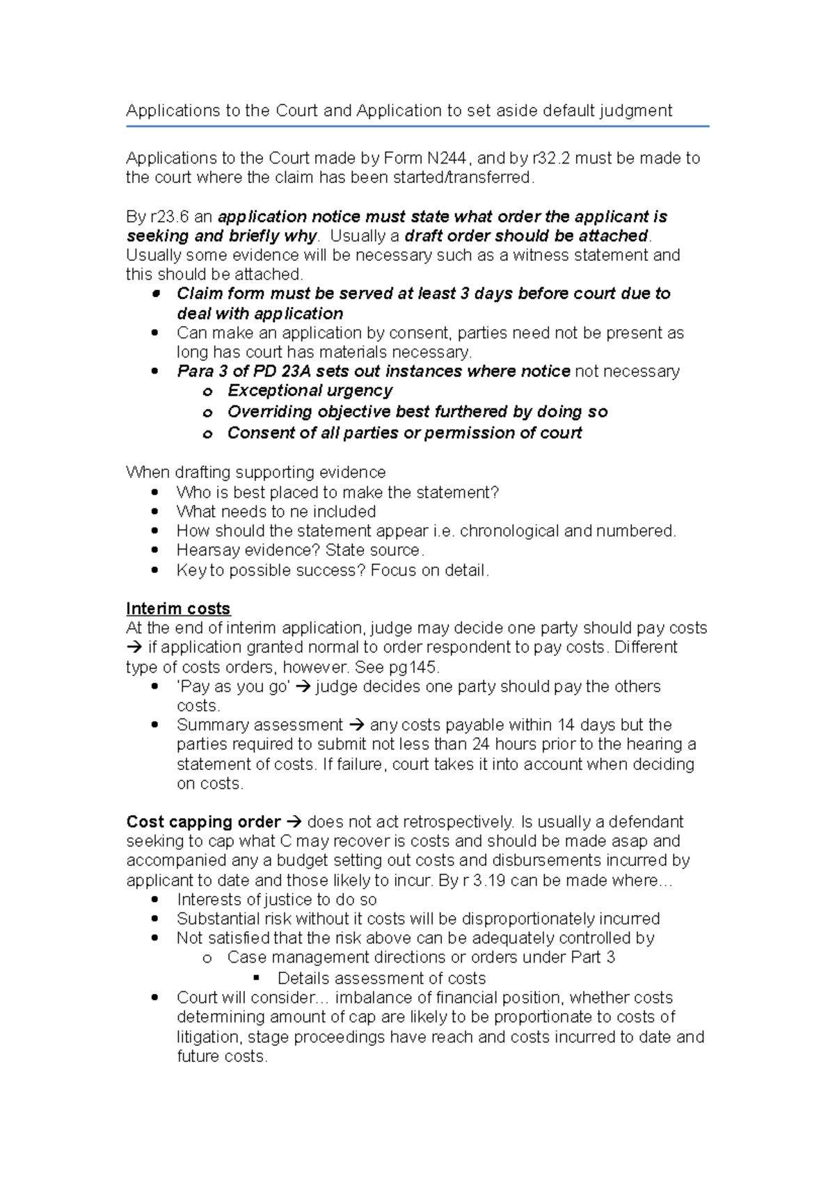 Applications To The Court And Application To Set Aside Default Judgment 