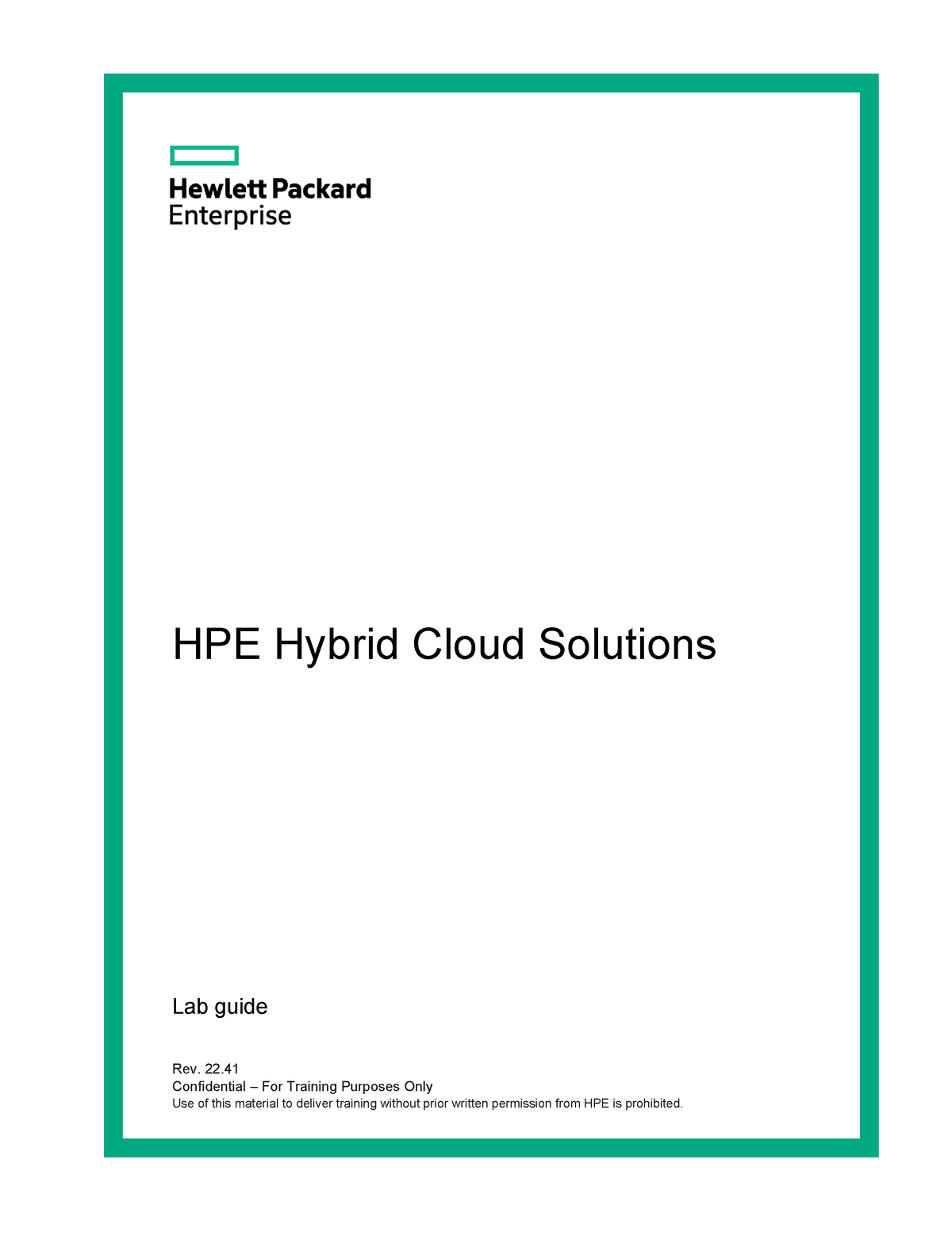 99-HPE Hybrid Cloud Solutions Rev. 22.41 - Lab Guide - Computer Science ...