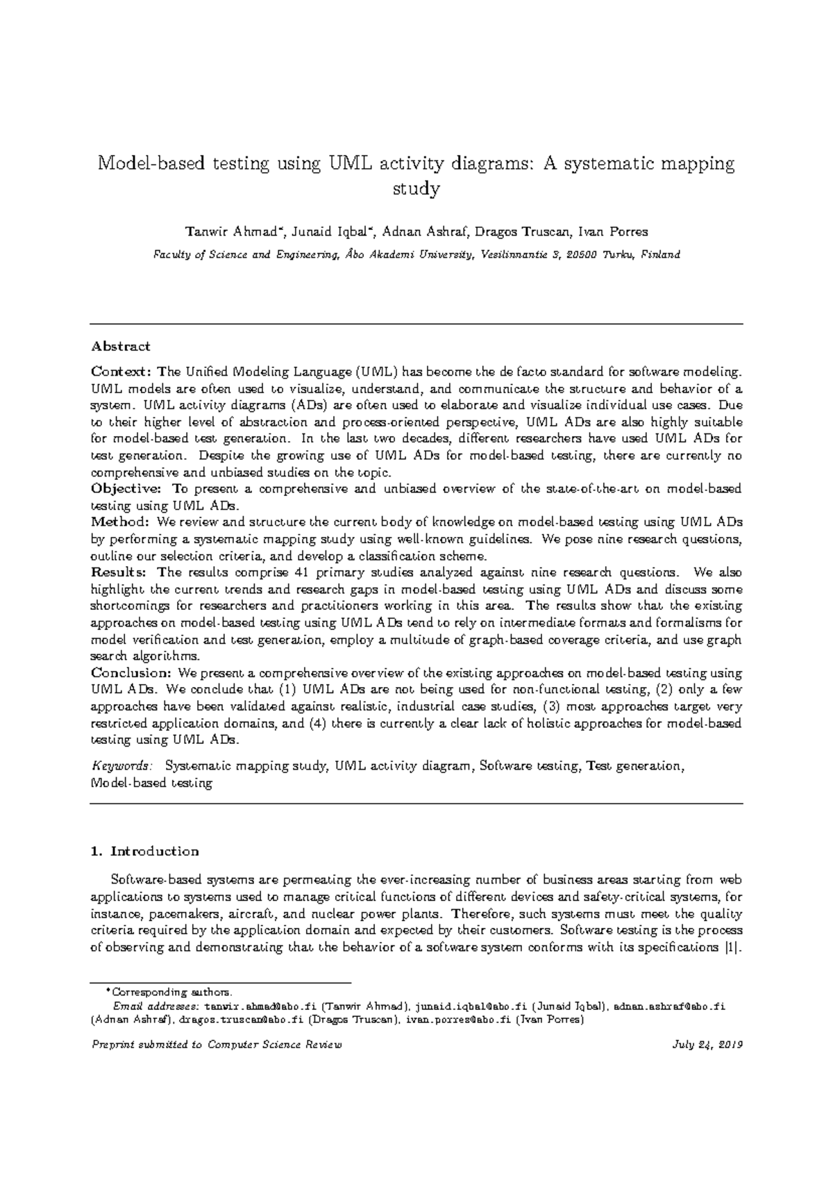 Model based testing using UML activity d - Model-based testing using ...