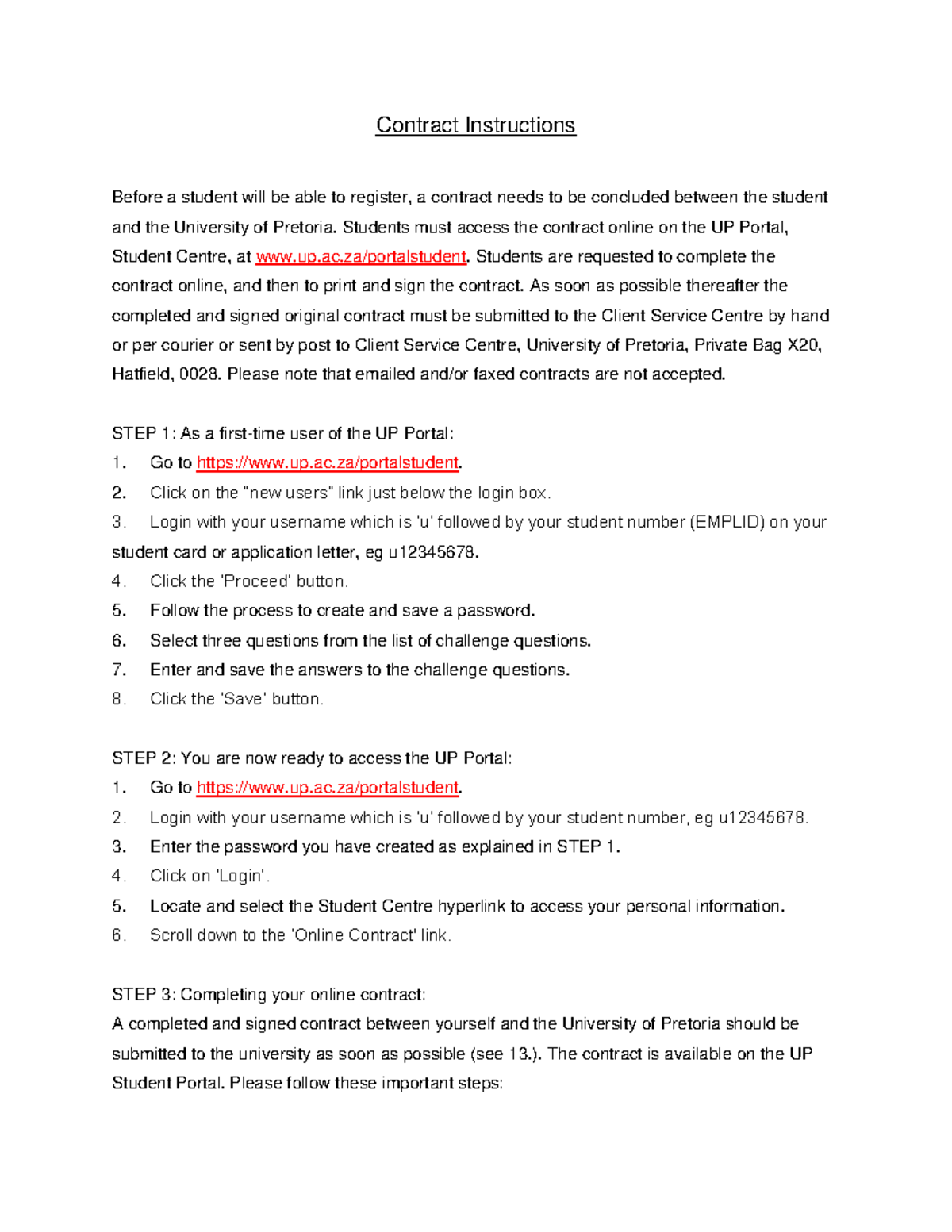 Contract-instructions - Contract Instructions Before a student will be ...