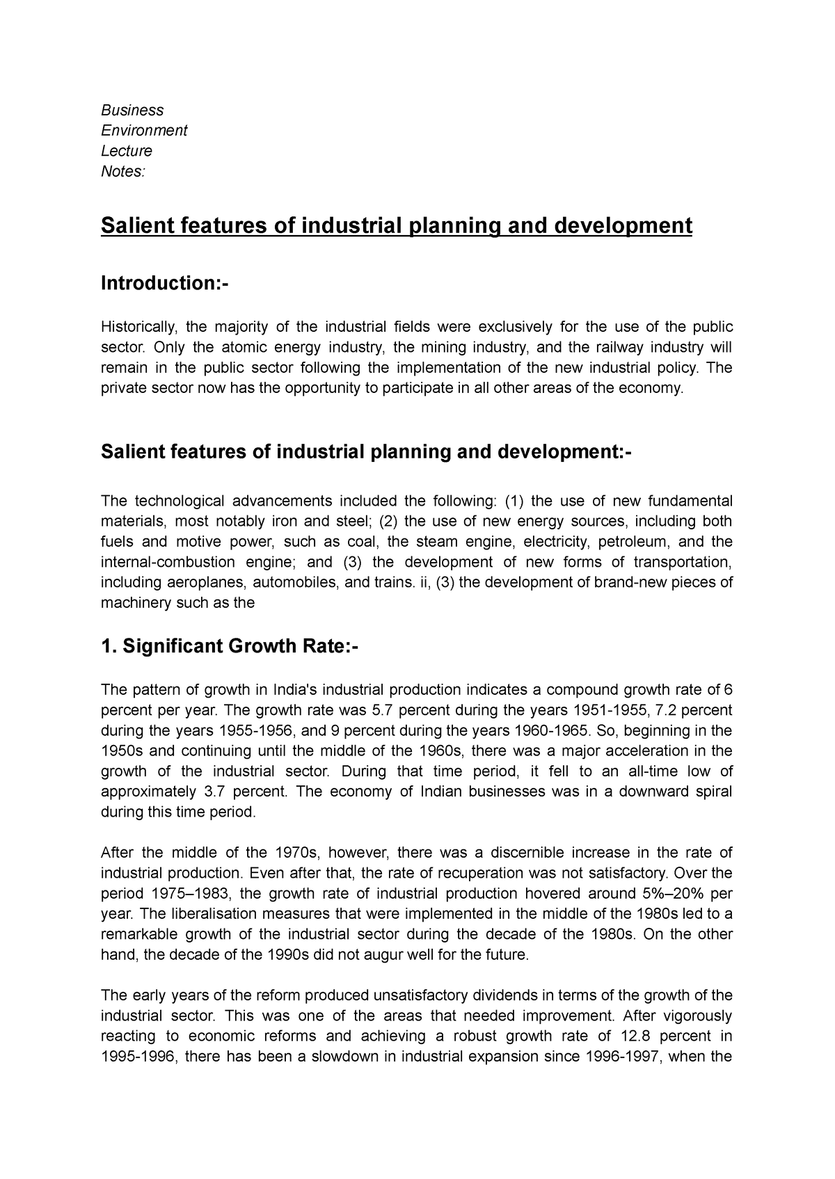 business-environment-salient-features-of-industrial-planning-and