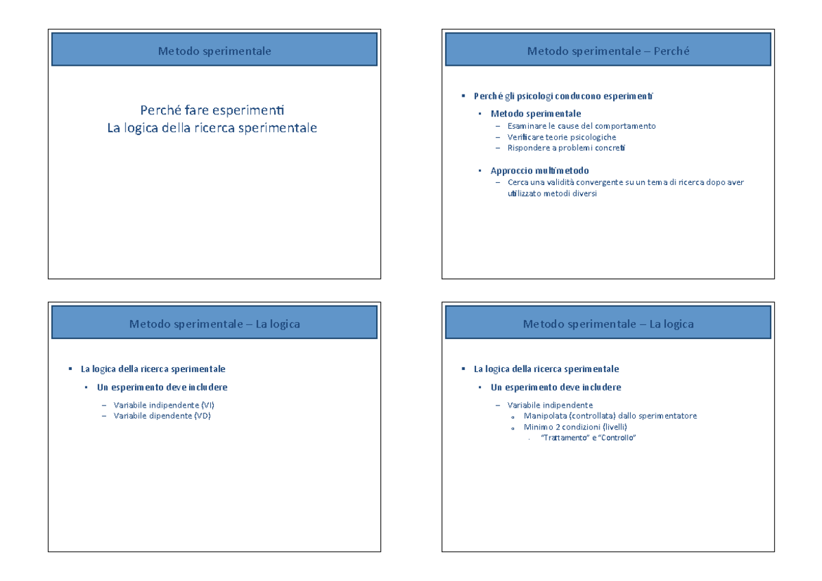 Dispense Sulla Logica Della Ricerca Sperimentale Corso Di Metodologia Della Ricerca 1805