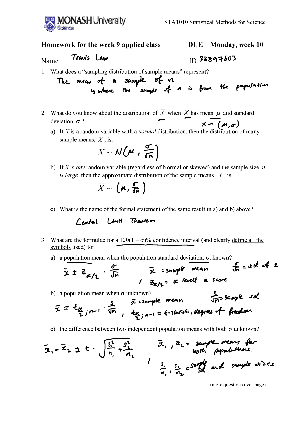 STA1010 Applied Class Homework 2027 - STA1010 Statistical Methods for ...