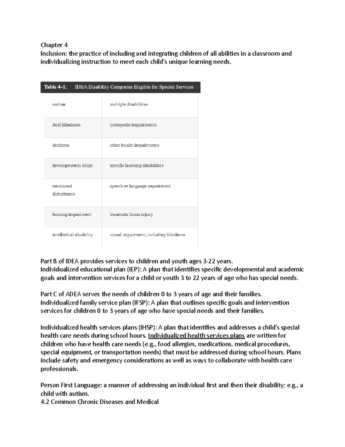 Notes - Chapter 1 To Chapter 4 Note - Chapter 4 Inclusion: The Practice ...