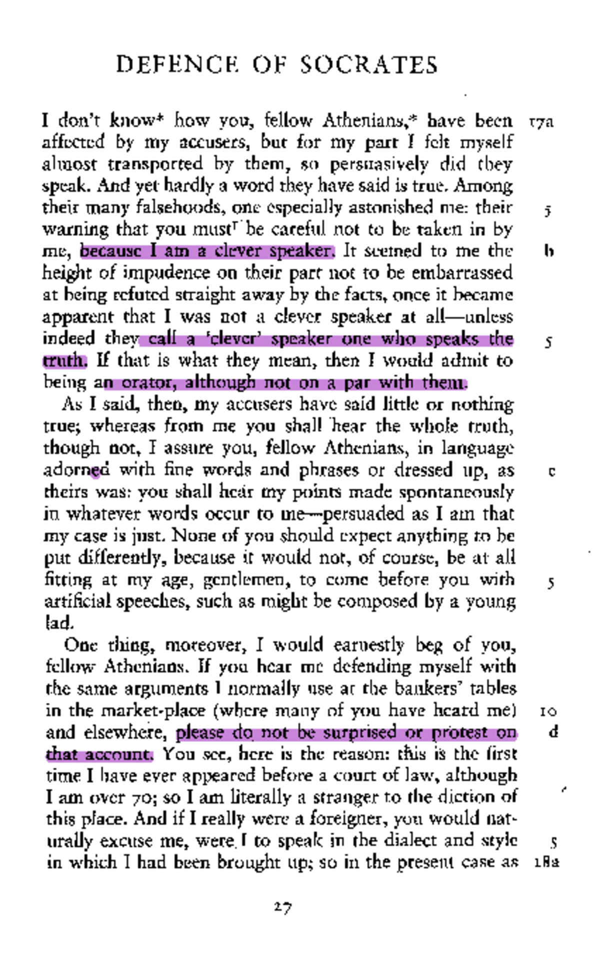 Reading apology of socrates - DEFENCE OF SOCRATES I don't know* how you ...